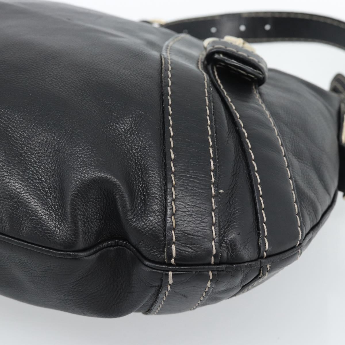 GUCCI Shoulder Bag Leather Black Gold 223937 Auth ka4841V