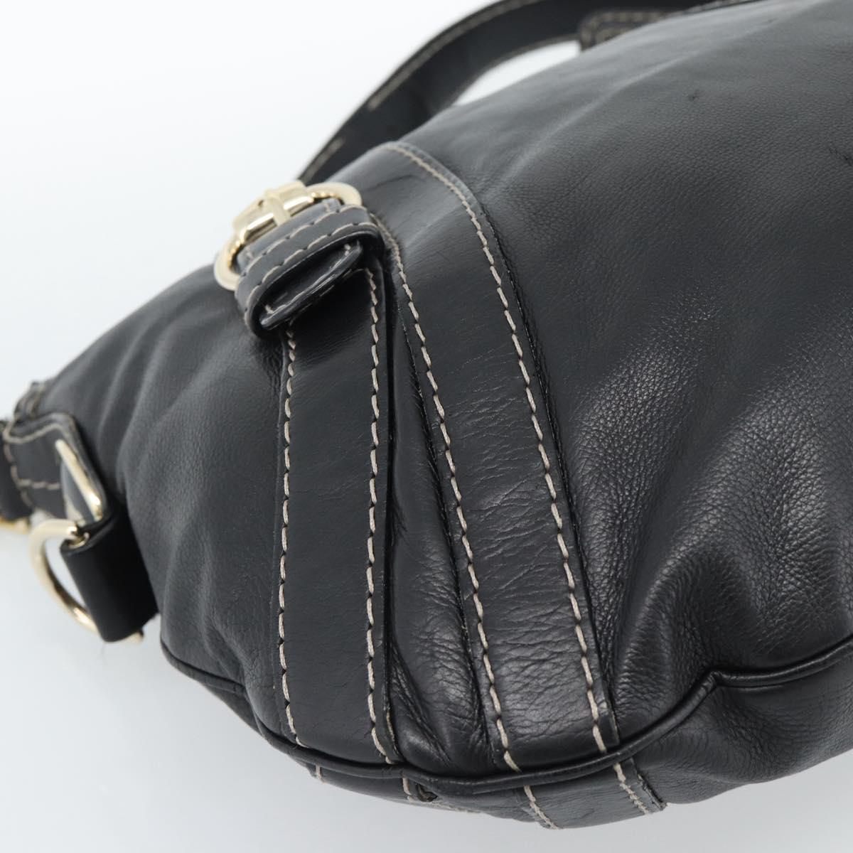 GUCCI Shoulder Bag Leather Black Gold 223937 Auth ka4841V