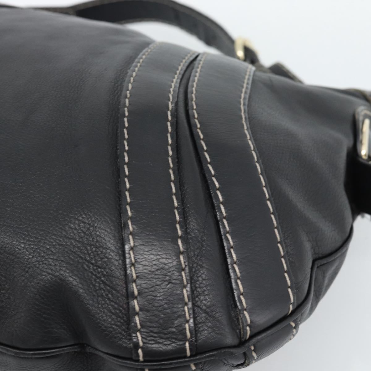 GUCCI Shoulder Bag Leather Black Gold 223937 Auth ka4841V