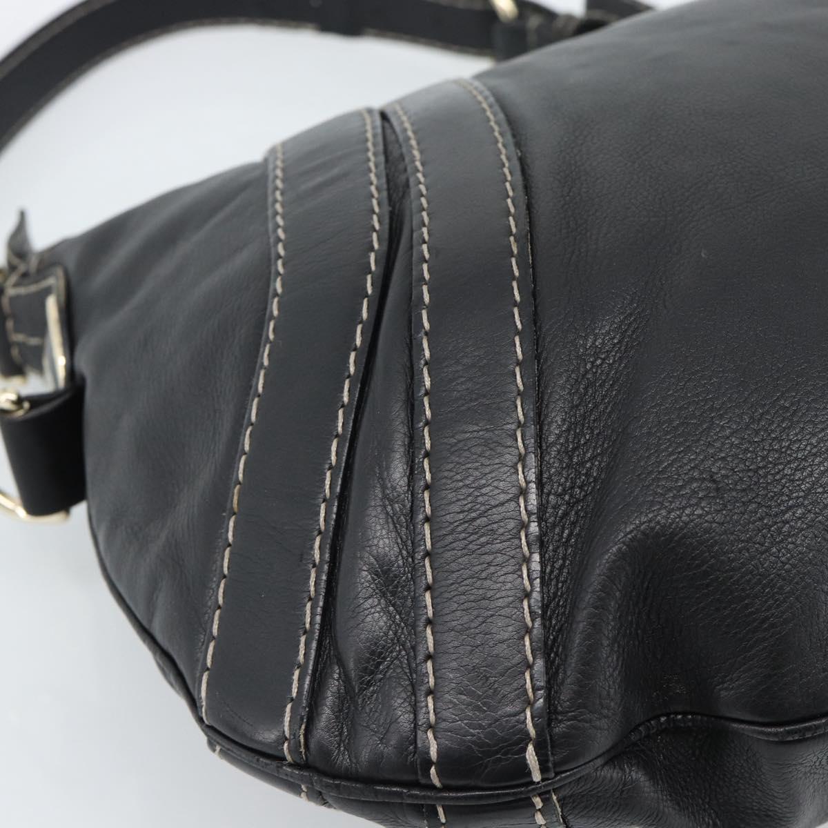 GUCCI Shoulder Bag Leather Black Gold 223937 Auth ka4841V