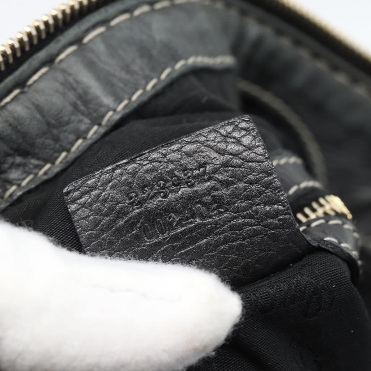 GUCCI Shoulder Bag Leather Black Gold 223937 Auth ka4841V