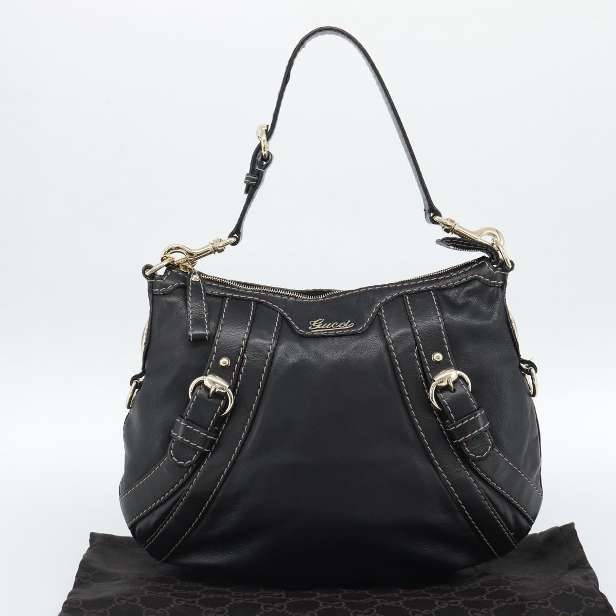 GUCCI Shoulder Bag Leather Black Gold 223937 Auth ka4841V