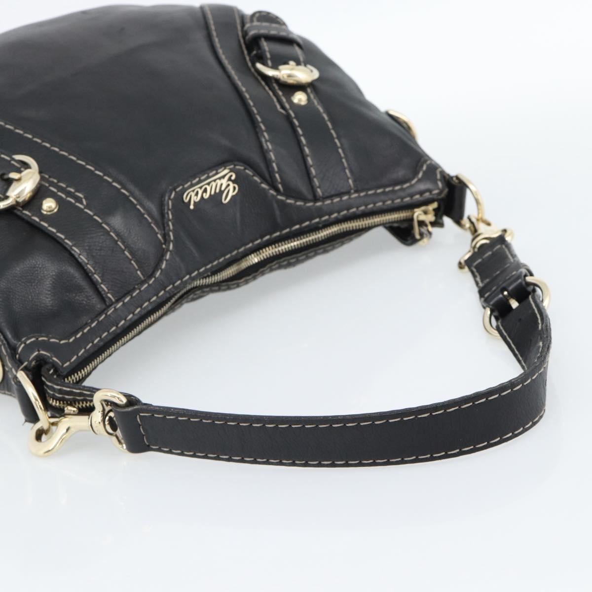 GUCCI Shoulder Bag Leather Black Gold 223937 Auth ka4841V