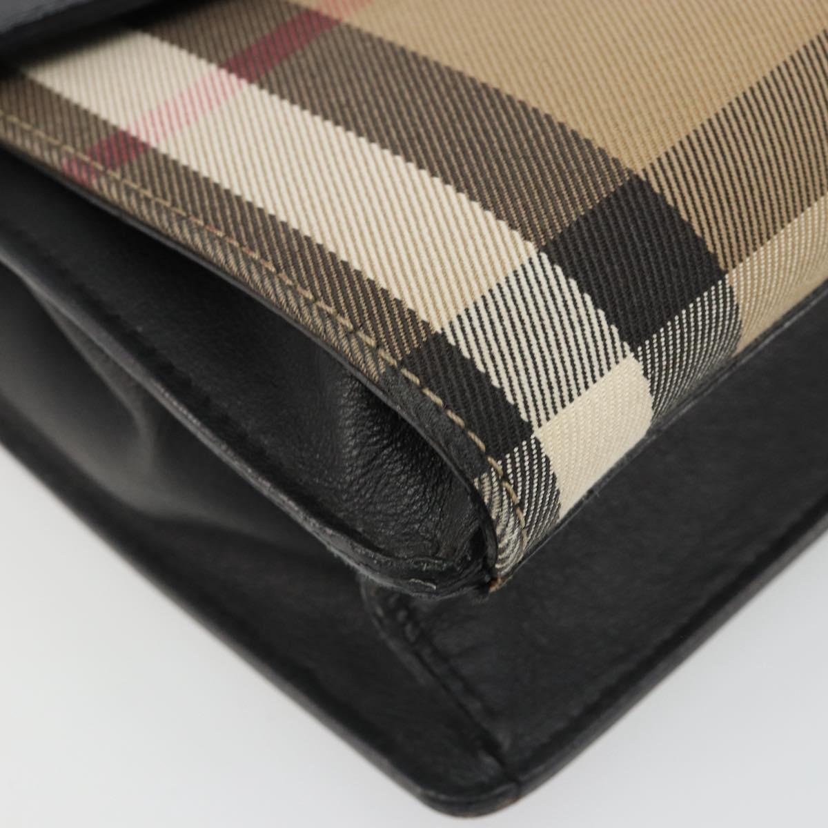 BURBERRY Nova Check Shoulder Bag Canvas Leather Beige Gold Auth ka4843