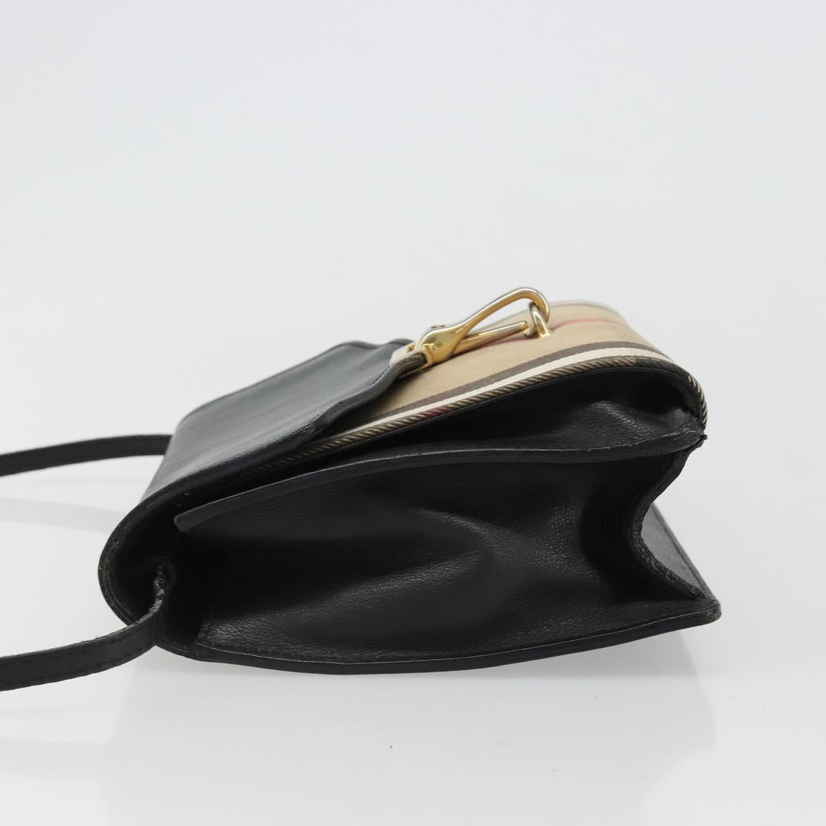 BURBERRY Nova Check Shoulder Bag Canvas Leather Beige Gold Auth ka4843