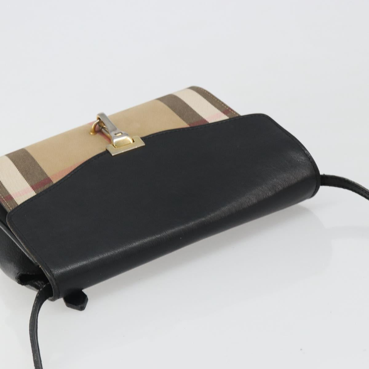 BURBERRY Nova Check Shoulder Bag Canvas Leather Beige Gold Auth ka4843