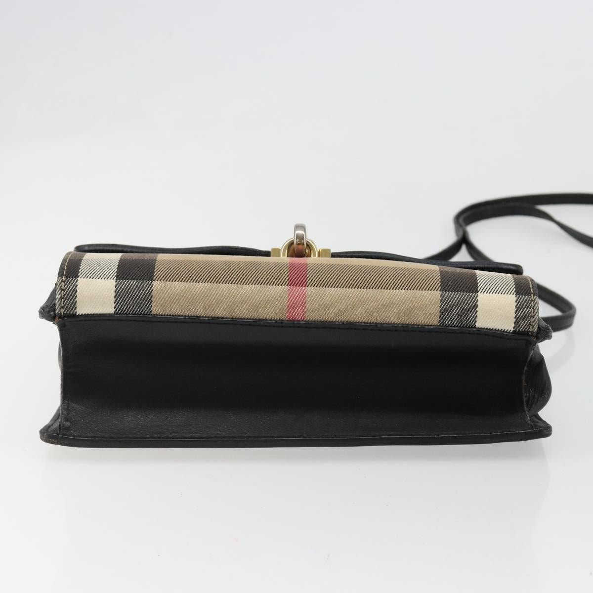 BURBERRY Nova Check Shoulder Bag Canvas Leather Beige Gold Auth ka4843