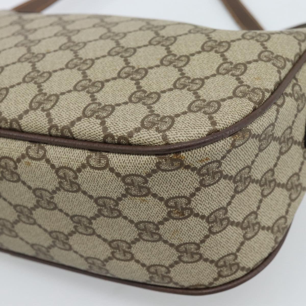 GUCCI GG Supreme Web Sherry Line Bag PVC Beige Gold 001 58 6177 4023 Auth ka4844