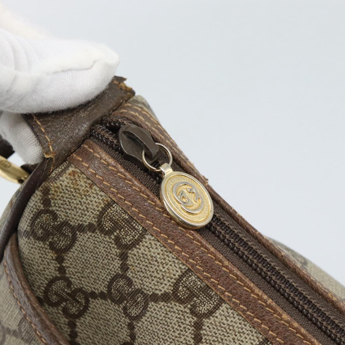 GUCCI GG Supreme Web Sherry Line Bag PVC Beige Gold 001 58 6177 4023 Auth ka4844