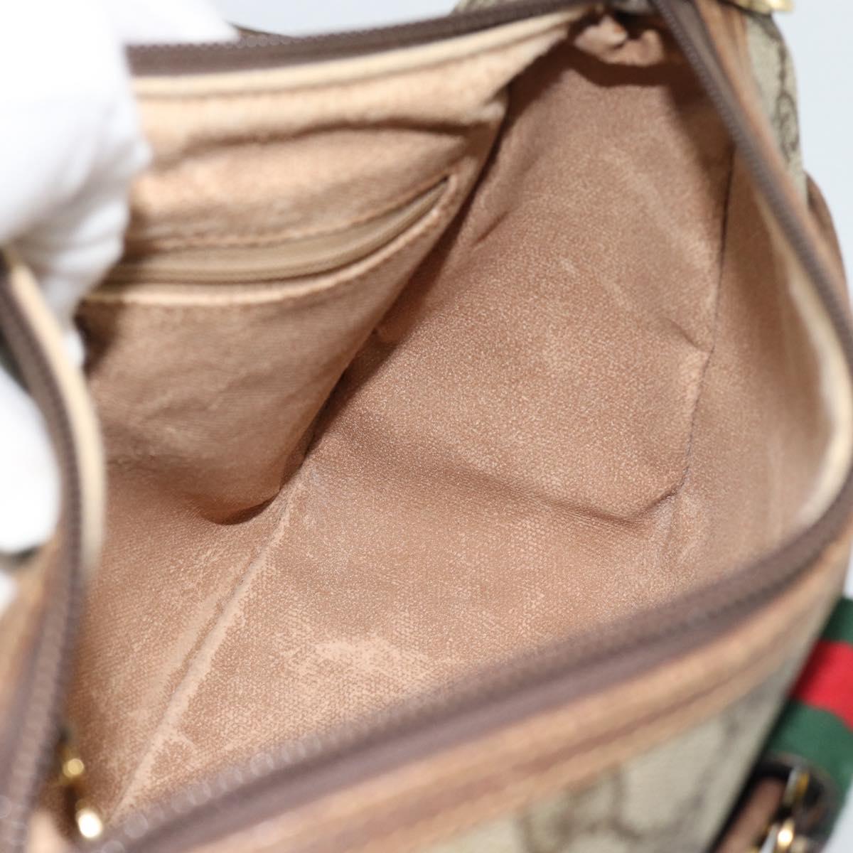 GUCCI GG Supreme Web Sherry Line Bag PVC Beige Gold 001 58 6177 4023 Auth ka4844