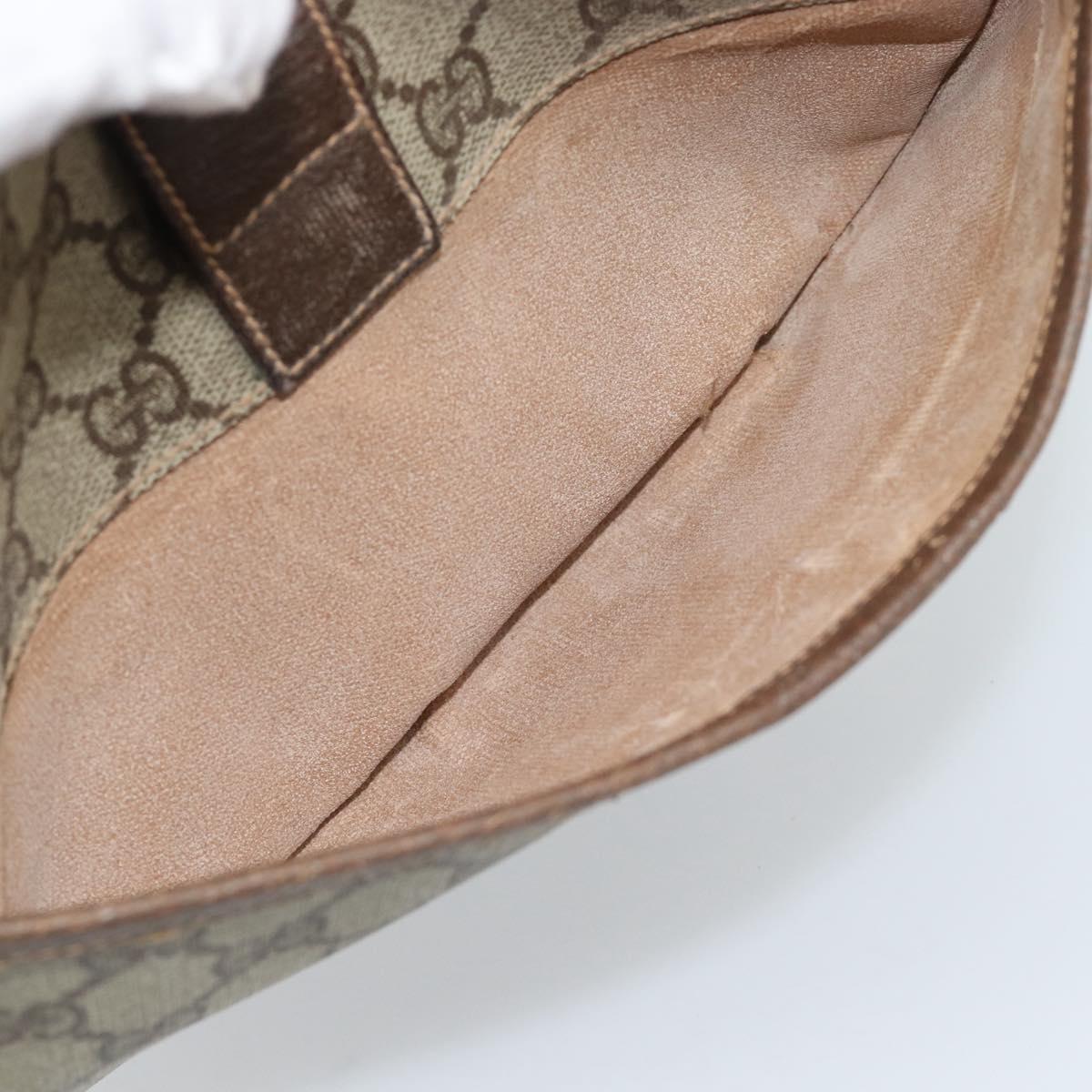 GUCCI GG Supreme Web Sherry Line Bag PVC Beige Gold 001 58 6177 4023 Auth ka4844
