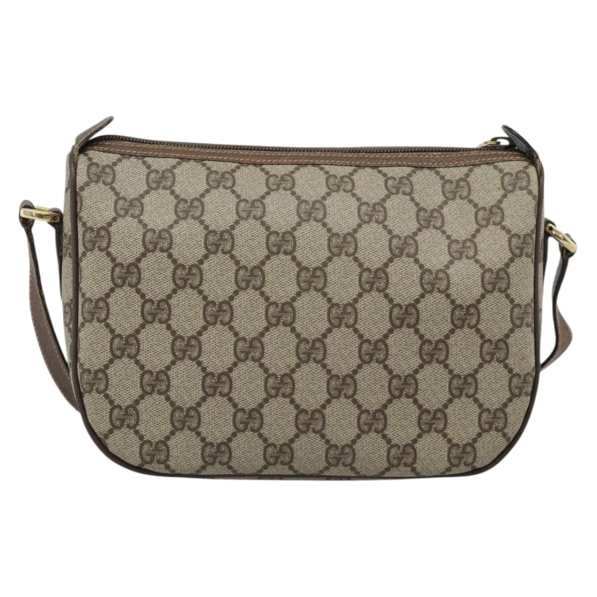 GUCCI GG Supreme Web Sherry Line Bag PVC Beige Gold 001 58 6177 4023 Auth ka4844