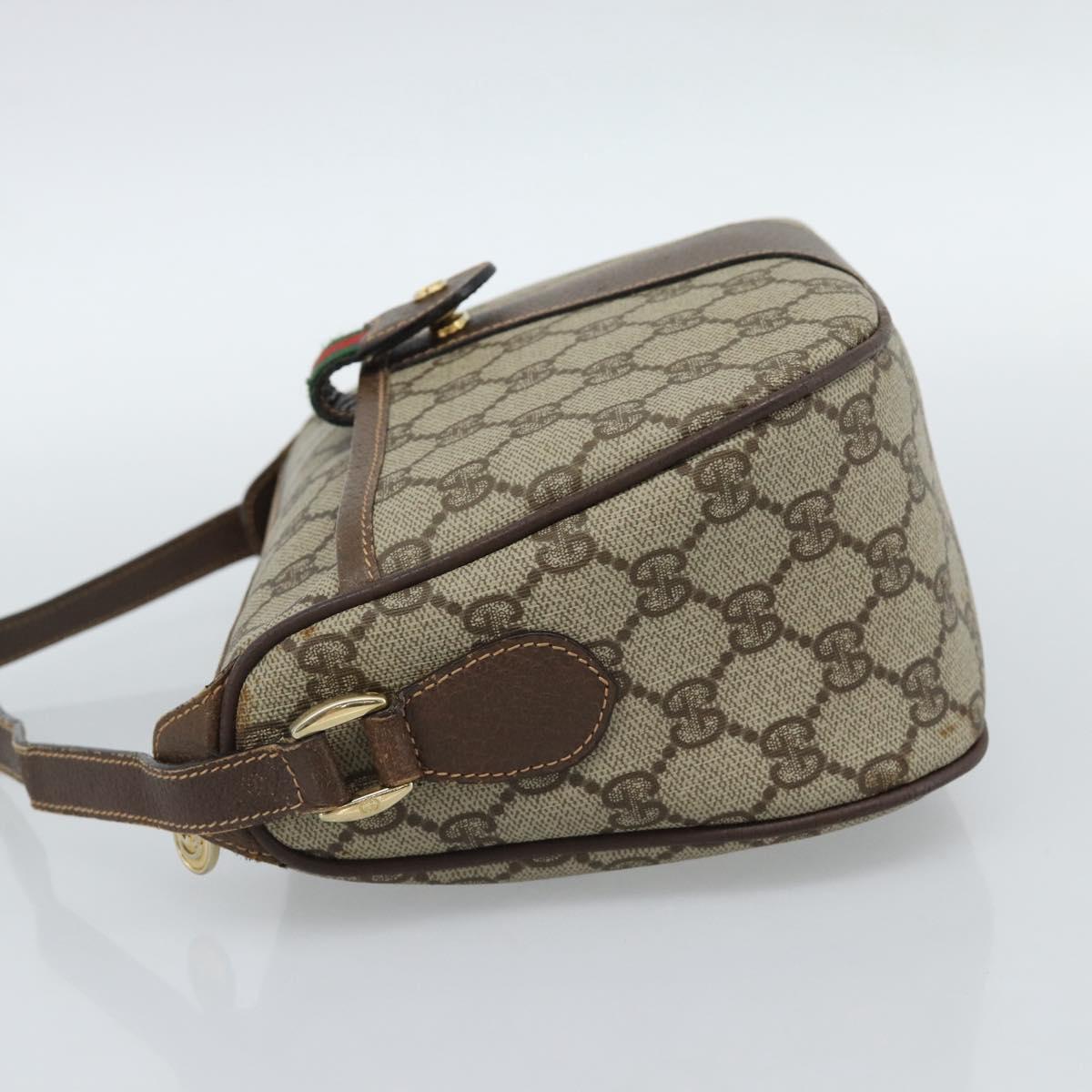 GUCCI GG Supreme Web Sherry Line Bag PVC Beige Gold 001 58 6177 4023 Auth ka4844
