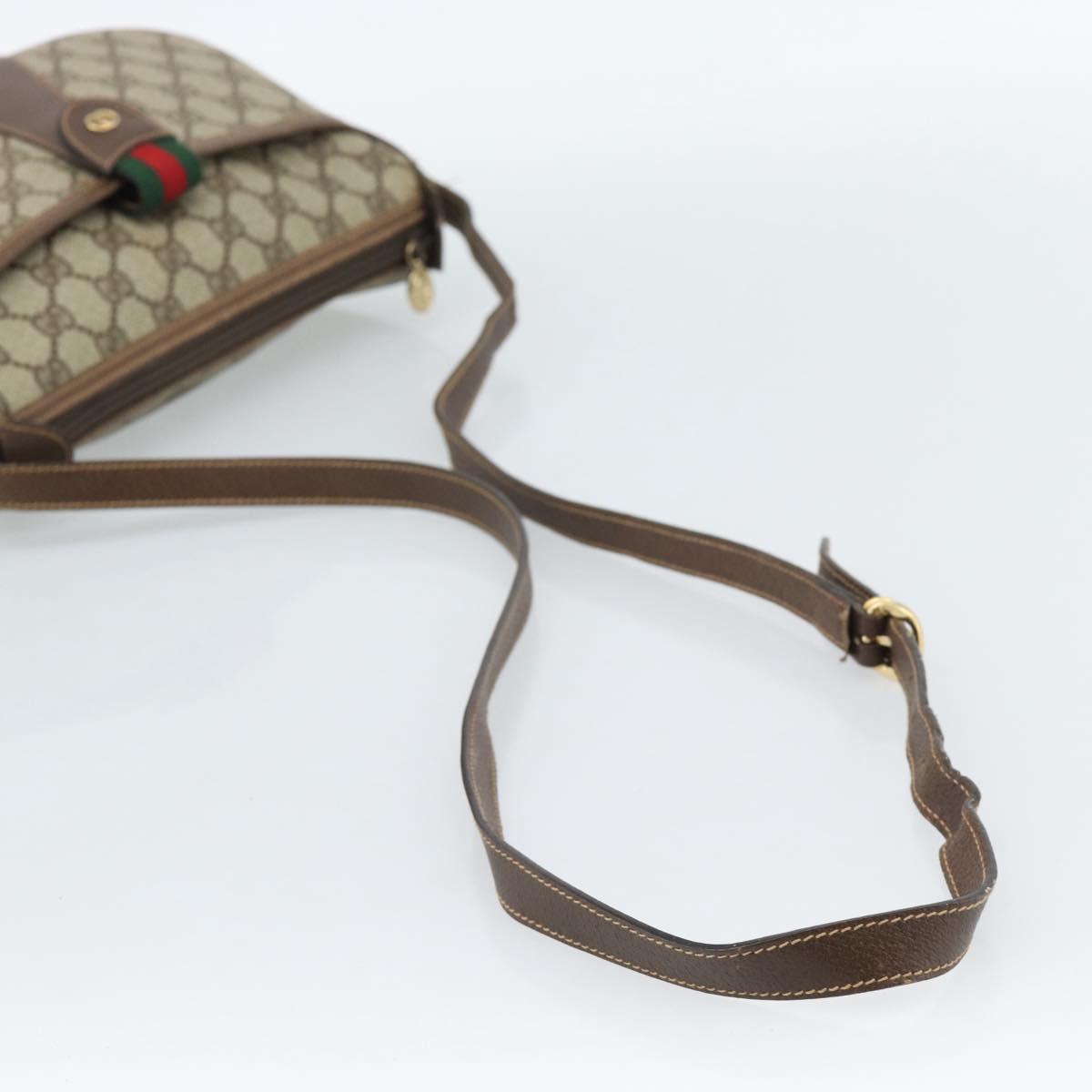 GUCCI GG Supreme Web Sherry Line Bag PVC Beige Gold 001 58 6177 4023 Auth ka4844