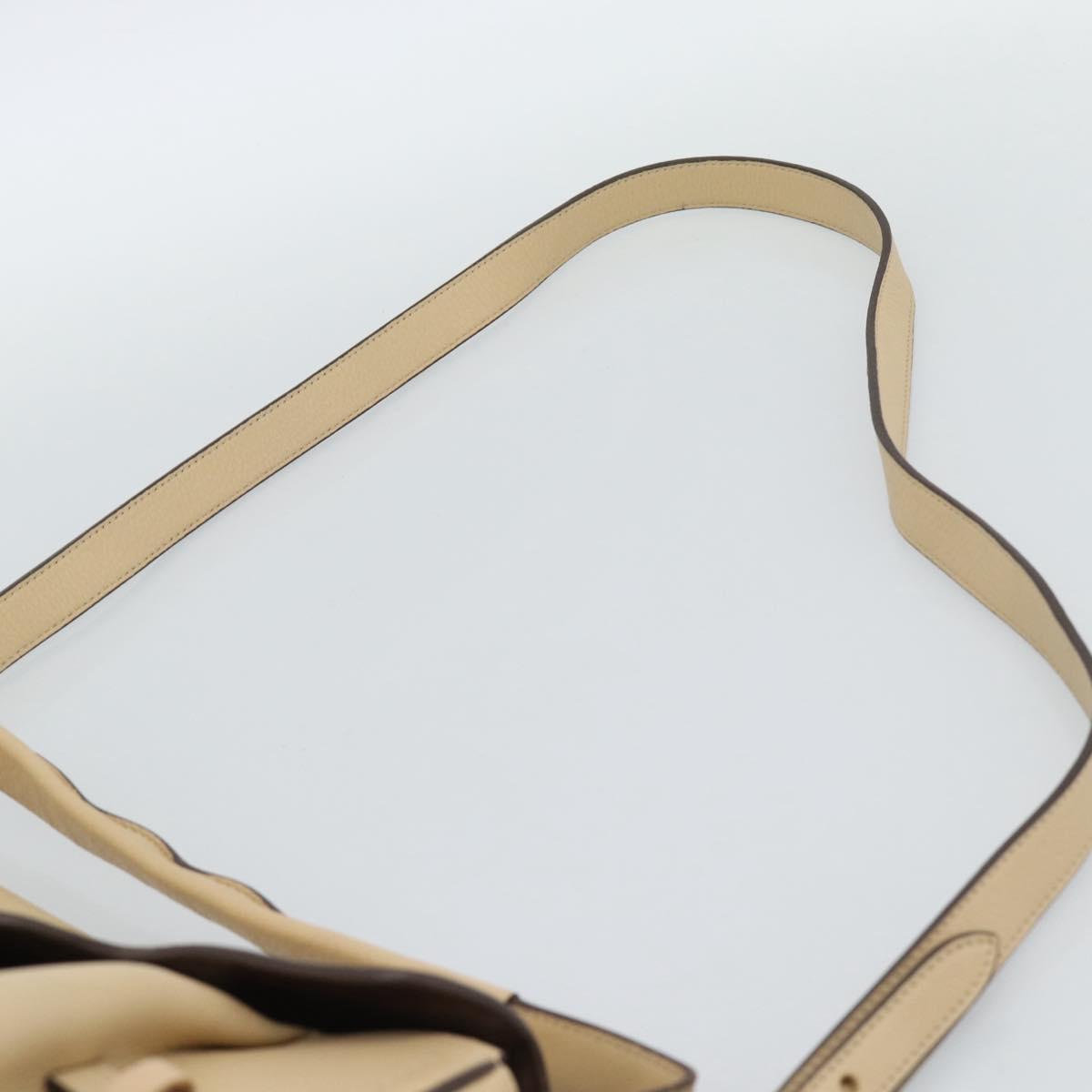 Salvatore Ferragamo Gancini Hand Bag Leather 2way Beige Gold Auth ka4845A