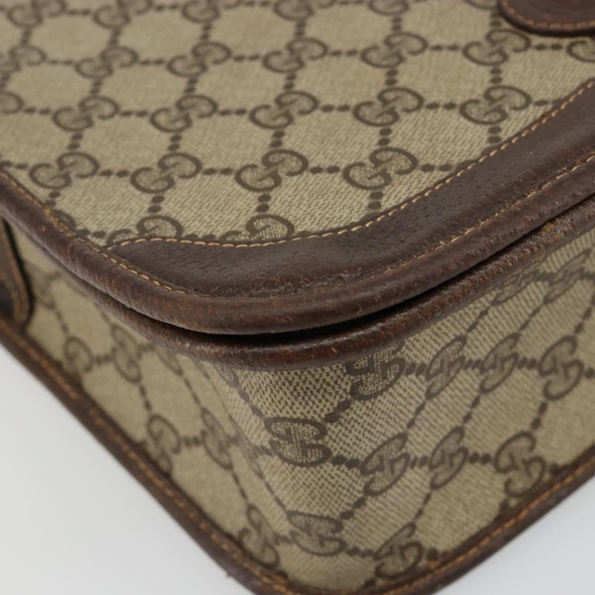 GUCCI GG Supreme Web Sherry Line Bag PVC Beige Gold 001 104 0551 Auth ka4846