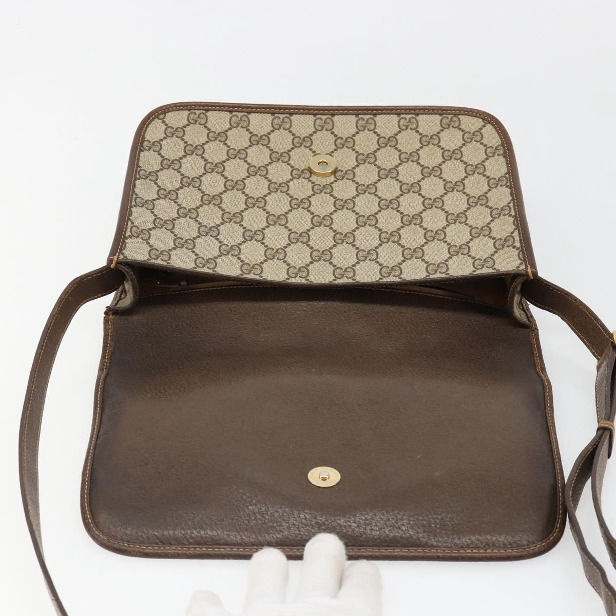 GUCCI GG Supreme Web Sherry Line Bag PVC Beige Gold 001 104 0551 Auth ka4846