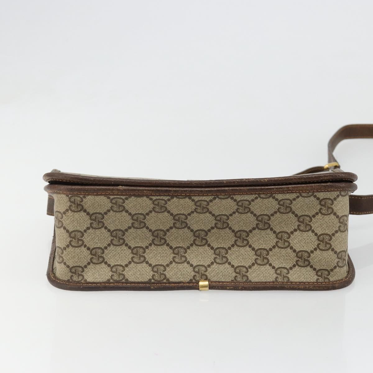 GUCCI GG Supreme Web Sherry Line Bag PVC Beige Gold 001 104 0551 Auth ka4846