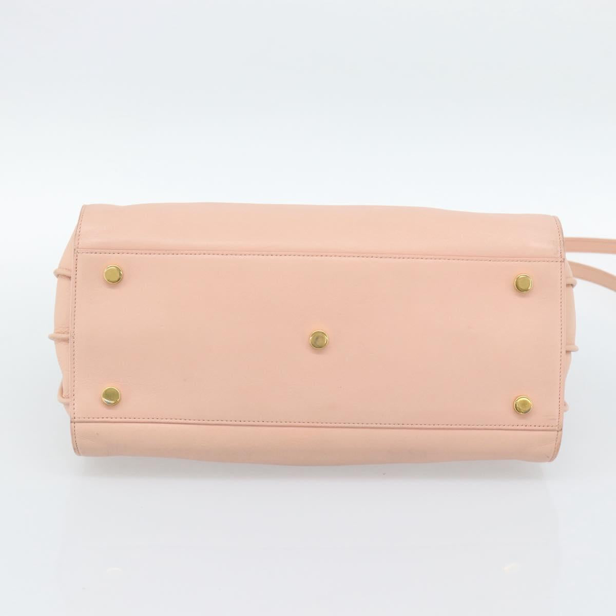 SAINT LAURENT Sac De Jules Hand Bag Leather 2way Pink Gold Auth ka4847V