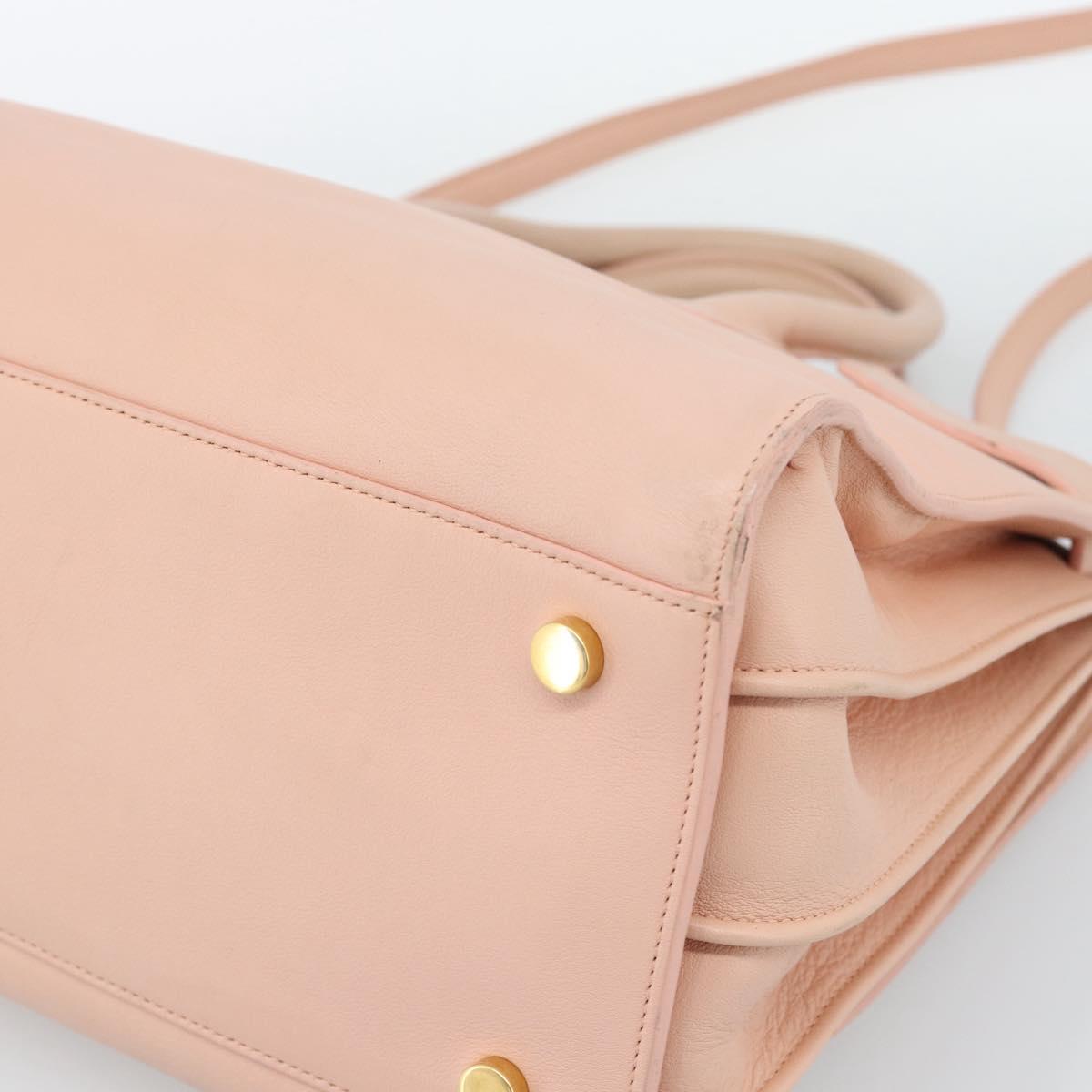 SAINT LAURENT Sac De Jules Hand Bag Leather 2way Pink Gold Auth ka4847V