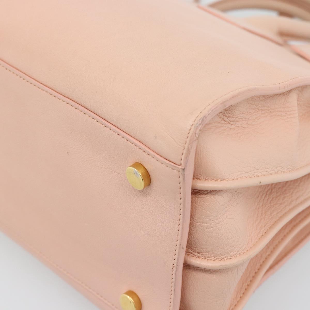 SAINT LAURENT Sac De Jules Hand Bag Leather 2way Pink Gold Auth ka4847V