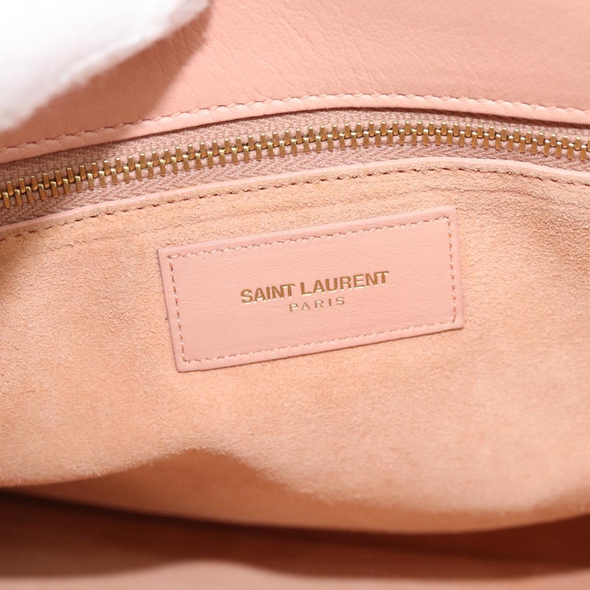 SAINT LAURENT Sac De Jules Hand Bag Leather 2way Pink Gold Auth ka4847V