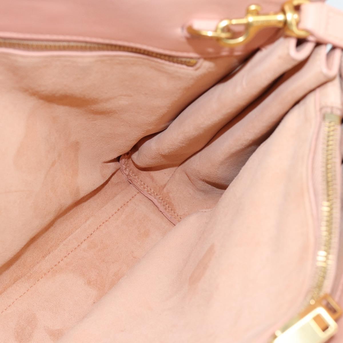 SAINT LAURENT Sac De Jules Hand Bag Leather 2way Pink Gold Auth ka4847V