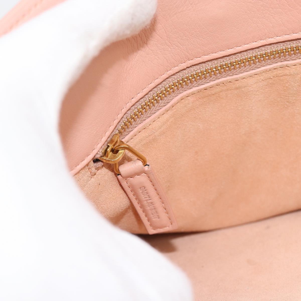 SAINT LAURENT Sac De Jules Hand Bag Leather 2way Pink Gold Auth ka4847V