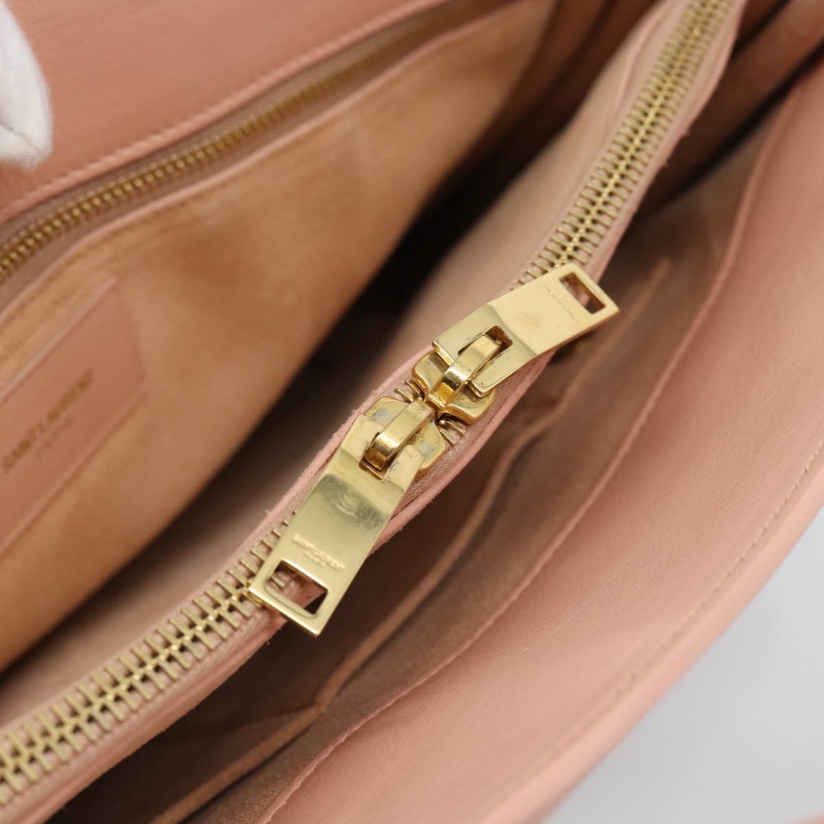 SAINT LAURENT Sac De Jules Hand Bag Leather 2way Pink Gold Auth ka4847V