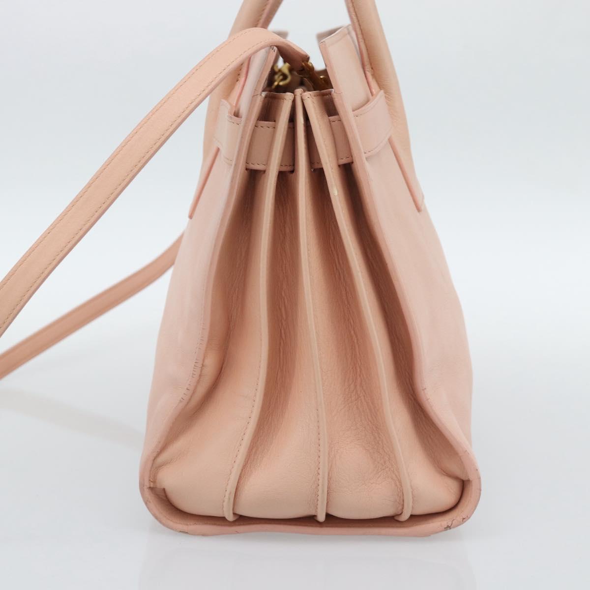 SAINT LAURENT Sac De Jules Hand Bag Leather 2way Pink Gold Auth ka4847V