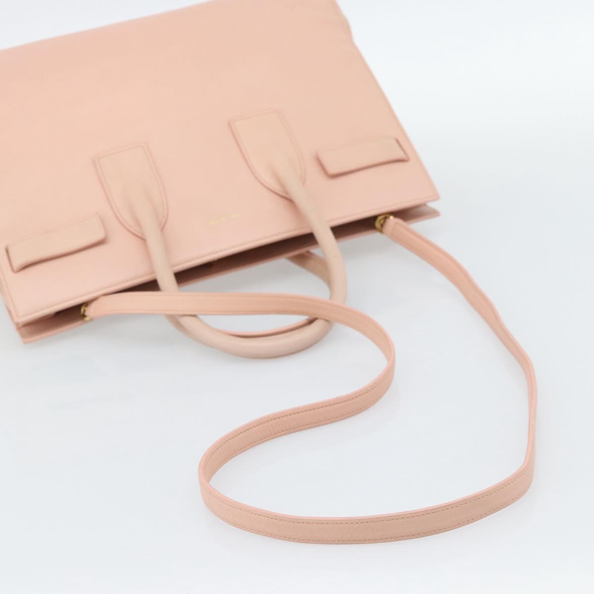 SAINT LAURENT Sac De Jules Hand Bag Leather 2way Pink Gold Auth ka4847V