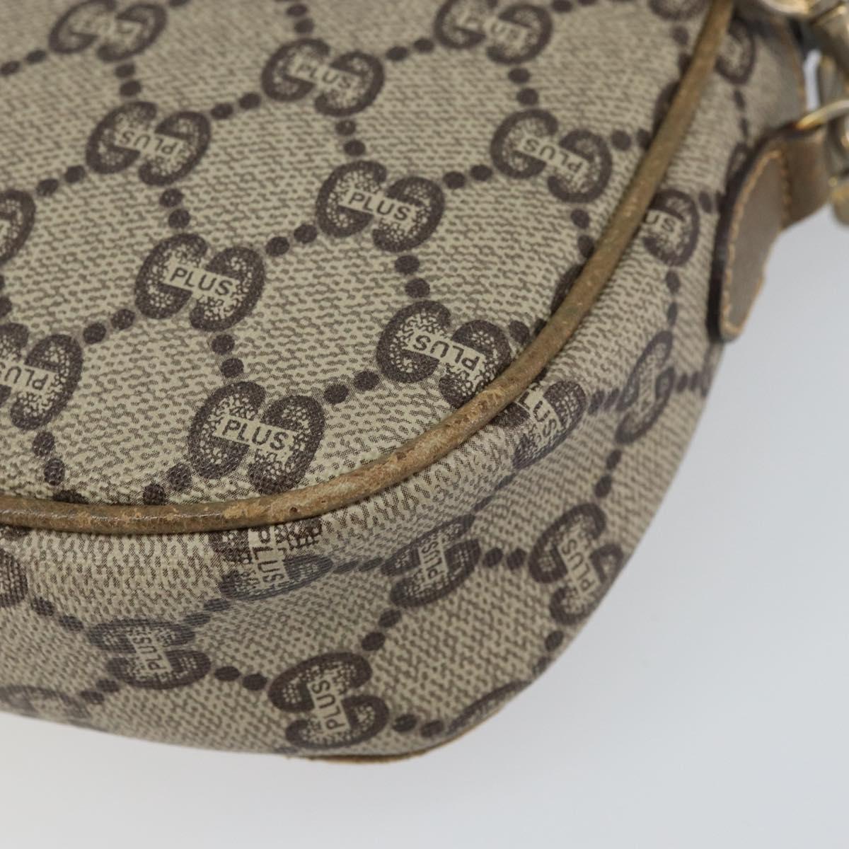 GUCCI GG Plus Supreme Shoulder Bag PVC Beige Gold Auth ka485