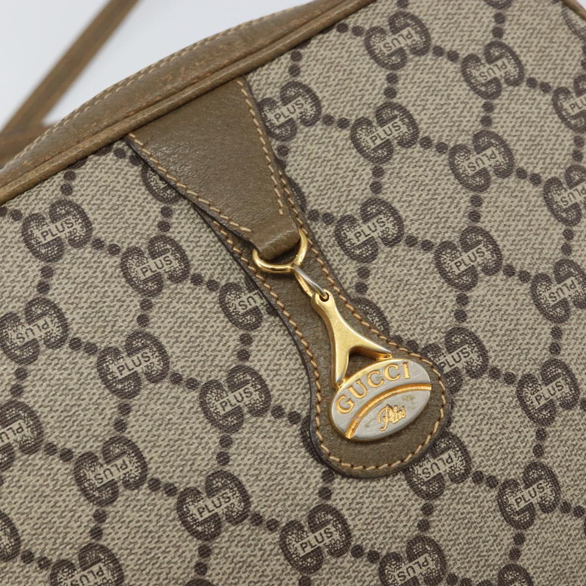 GUCCI GG Plus Supreme Shoulder Bag PVC Beige Gold Auth ka485