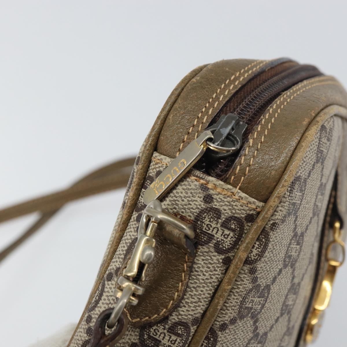 GUCCI GG Plus Supreme Shoulder Bag PVC Beige Gold Auth ka485