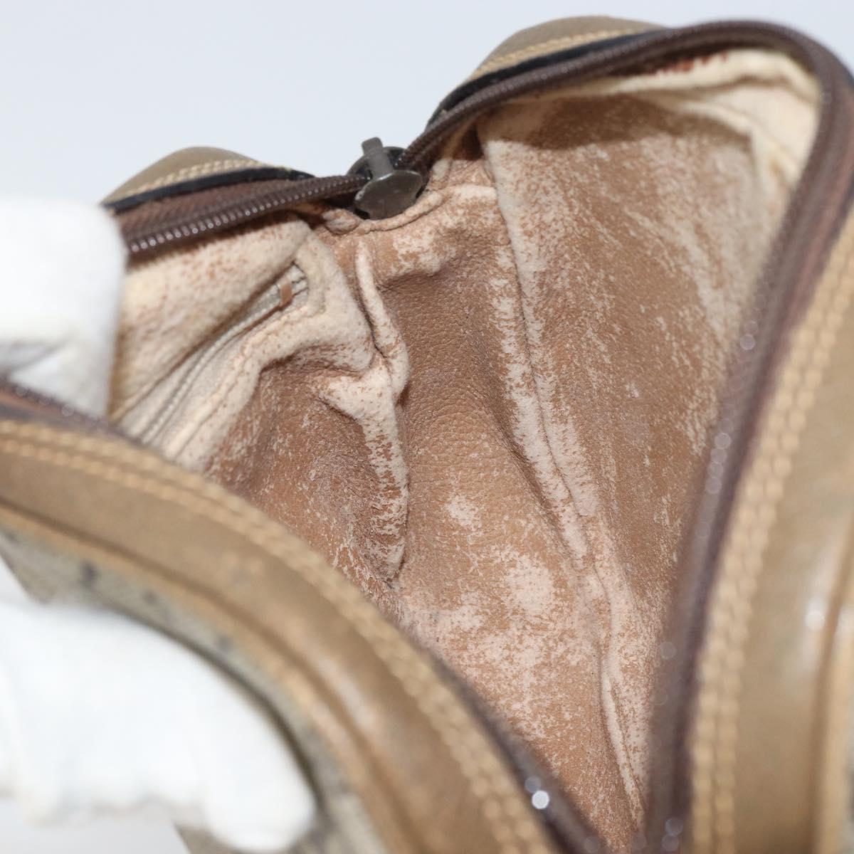 GUCCI GG Plus Supreme Shoulder Bag PVC Beige Gold Auth ka485