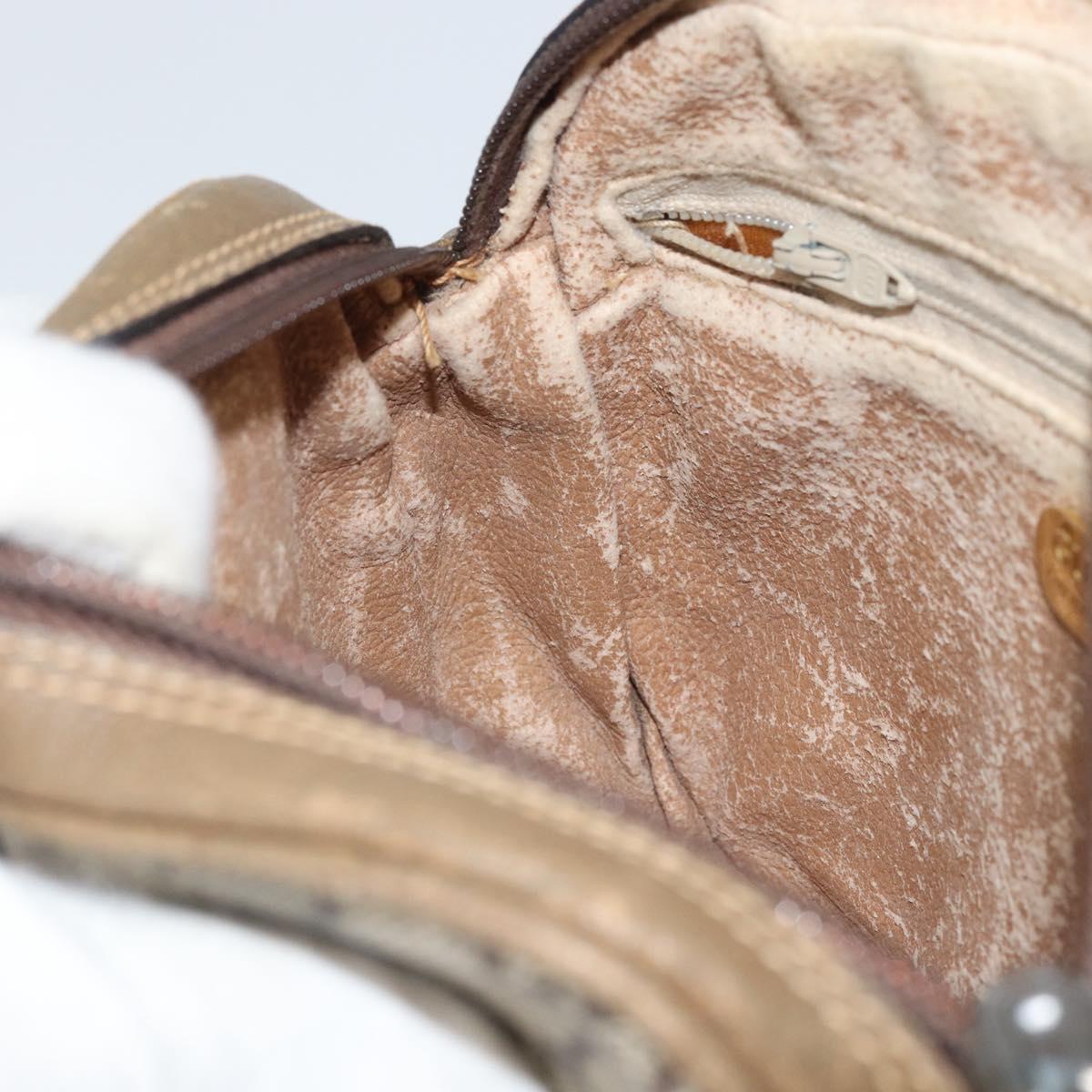 GUCCI GG Plus Supreme Shoulder Bag PVC Beige Gold Auth ka485