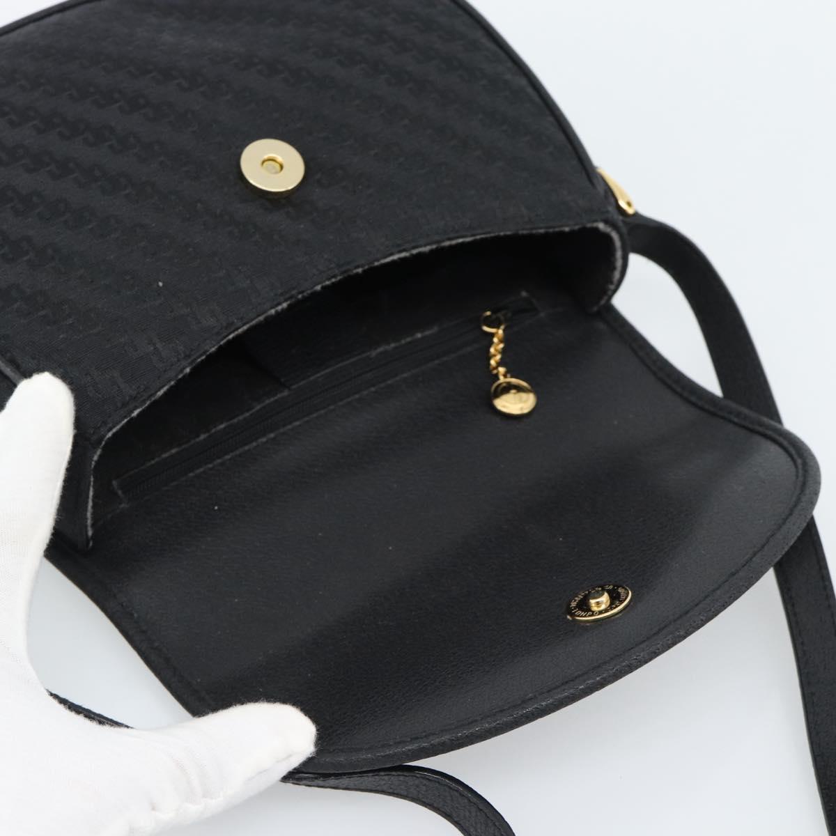 GUCCI Shoulder Bag Canvas Leather Black Gold 007 14 0074 Auth ka4851