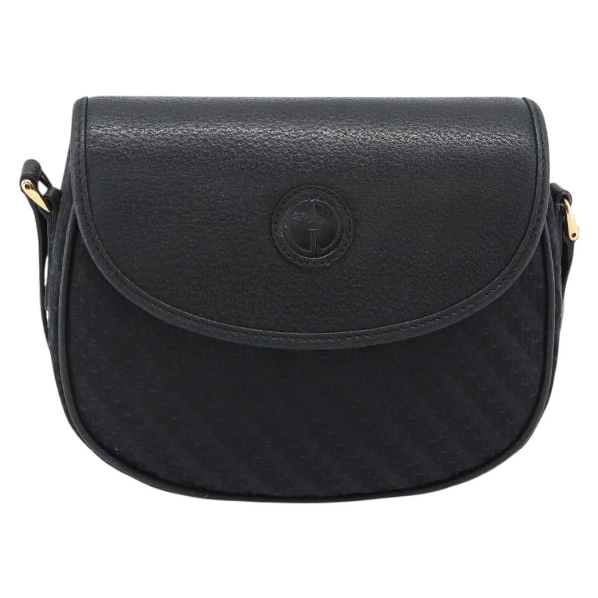 GUCCI Shoulder Bag Canvas Leather Black Gold 007 14 0074 Auth ka4851