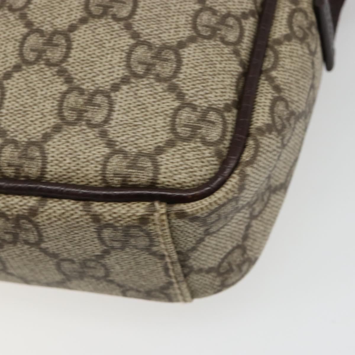GUCCI GG Supreme Shoulder Bag PVC Beige Silver 12275 Auth ka4852