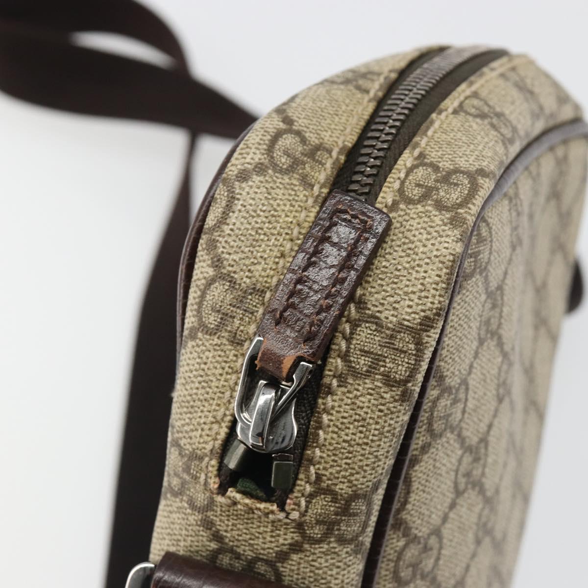 GUCCI GG Supreme Shoulder Bag PVC Beige Silver 12275 Auth ka4852