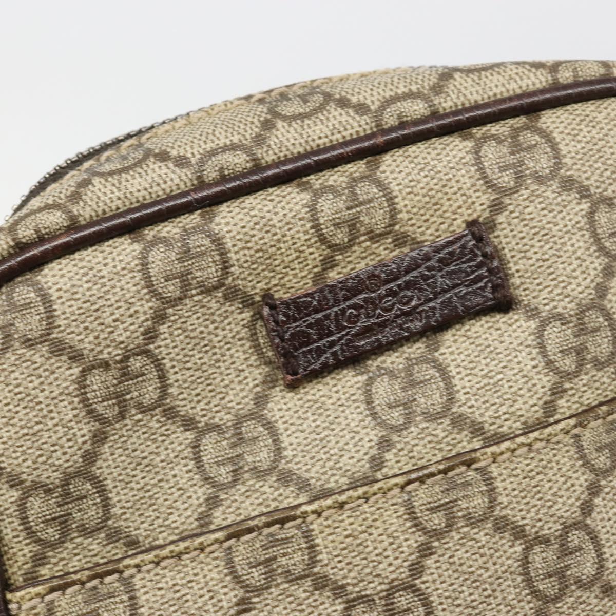 GUCCI GG Supreme Shoulder Bag PVC Beige Silver 12275 Auth ka4852