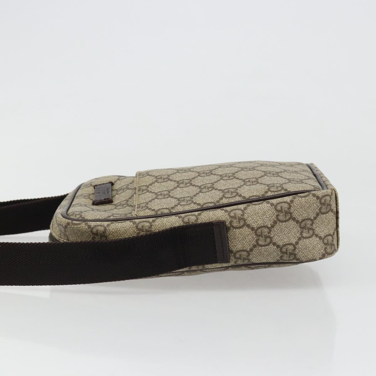 GUCCI GG Supreme Shoulder Bag PVC Beige Silver 12275 Auth ka4852