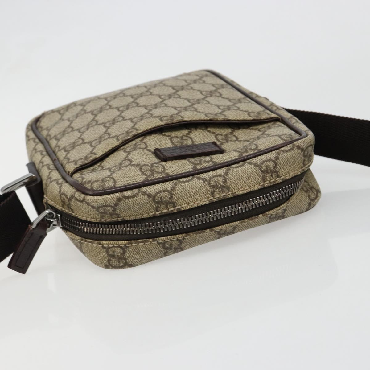 GUCCI GG Supreme Shoulder Bag PVC Beige Silver 12275 Auth ka4852