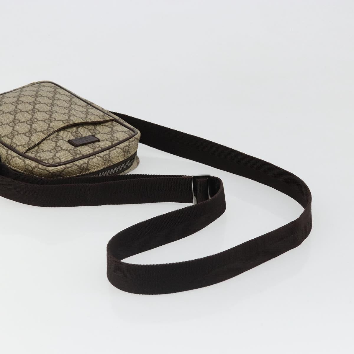 GUCCI GG Supreme Shoulder Bag PVC Beige Silver 12275 Auth ka4852