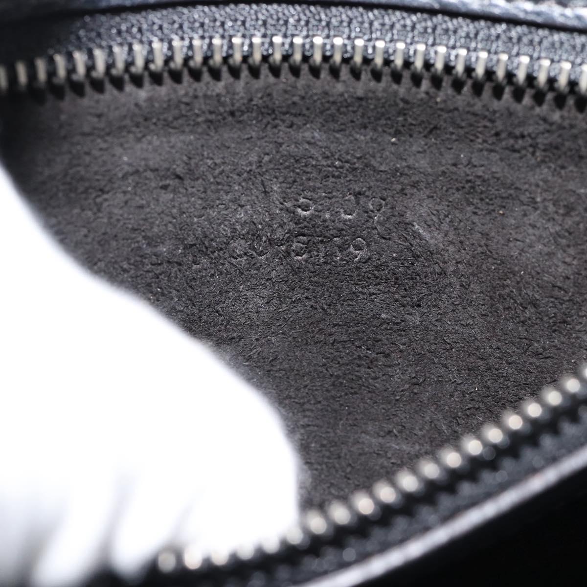 CELINE Luggage Micro Shopper Hand Bag Leather Black Silver Auth ka4855SAM