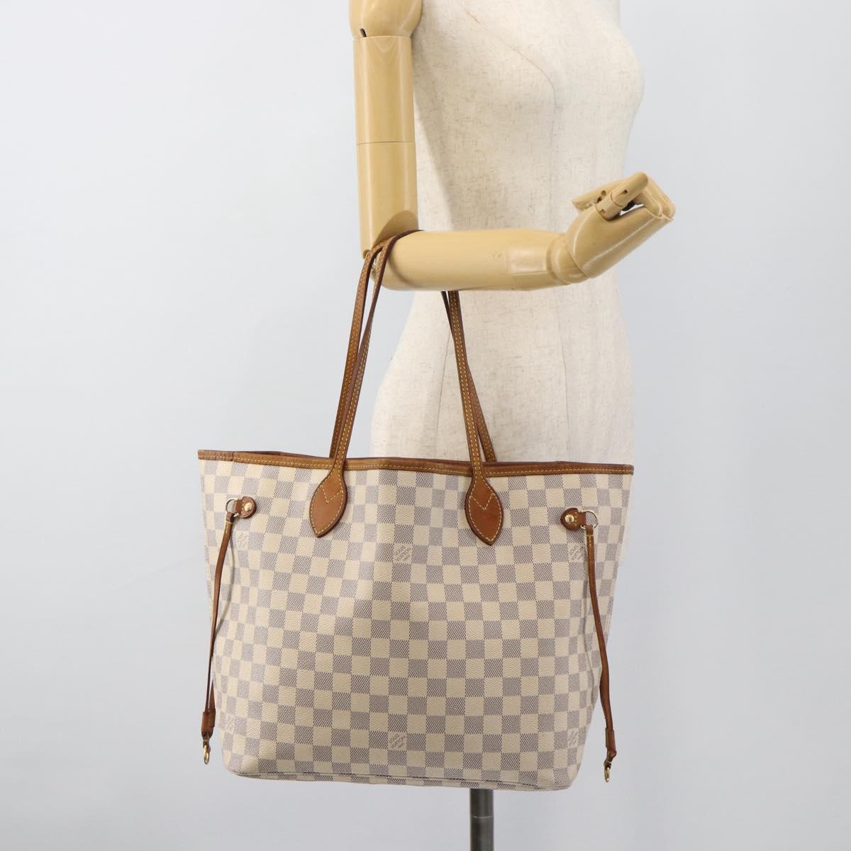 LOUIS VUITTON Damier Azur Neverfull MM Tote Bag N41605 LV Auth ka4858