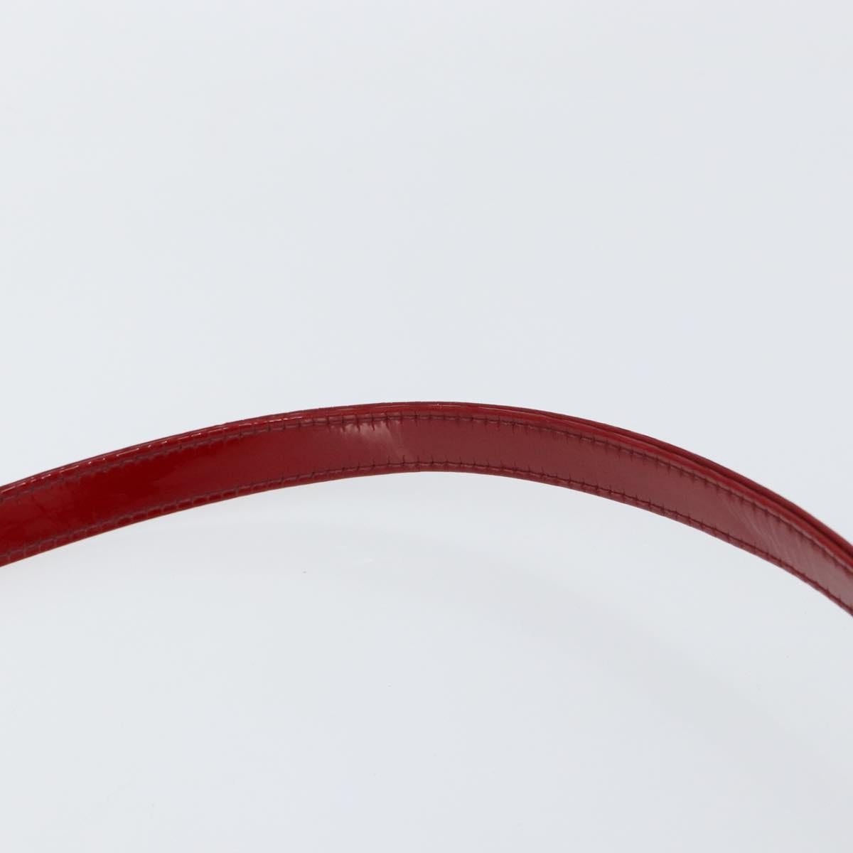 Christian Dior Lady Dior Canage Hand Bag Enamel 2way Red Silver Auth ka486