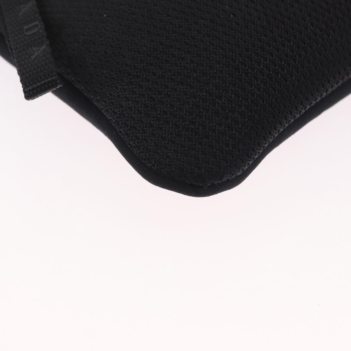 PRADA Sports Line Shoulder Bag Cotton Black Silver Auth ka4861