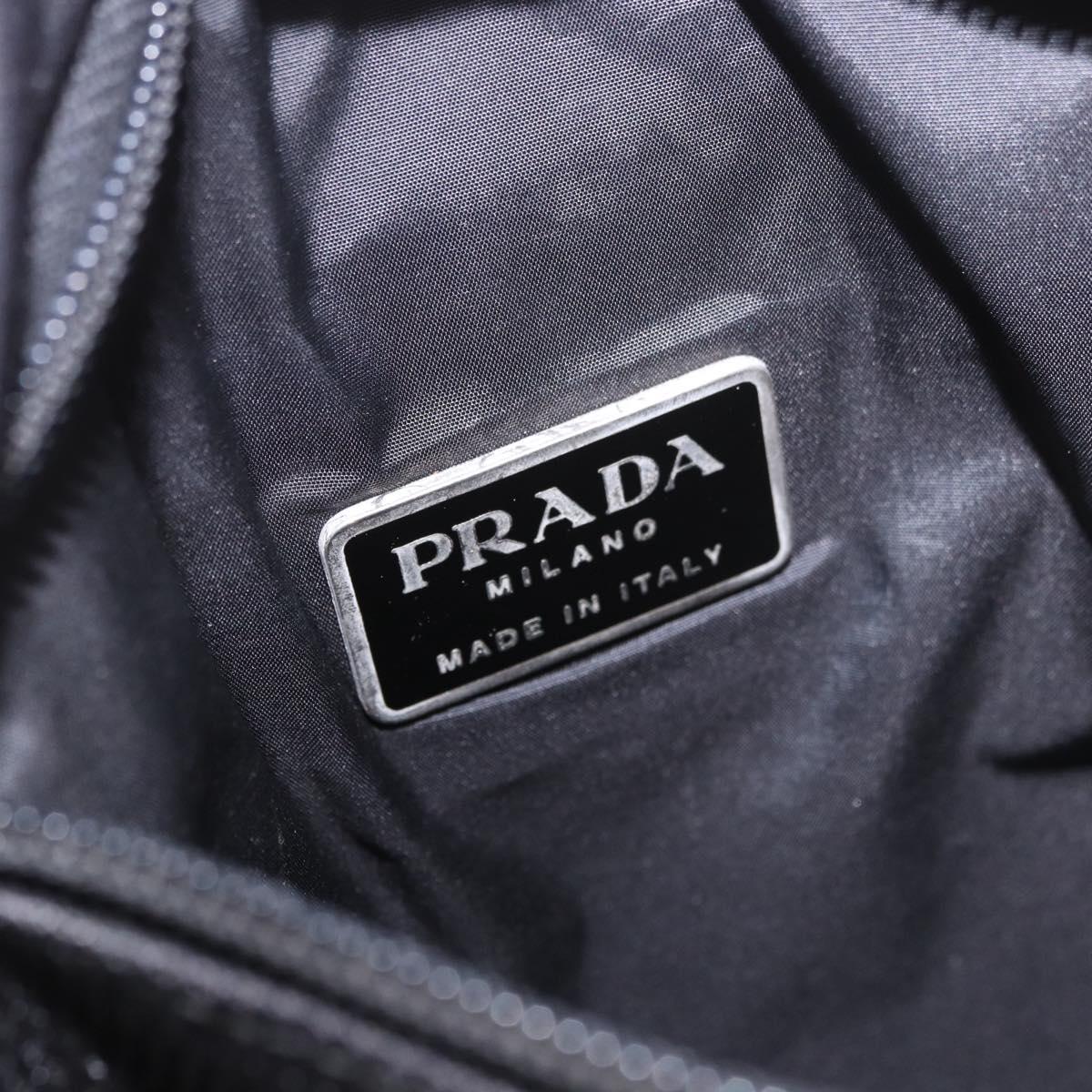 PRADA Sports Line Shoulder Bag Cotton Black Silver Auth ka4861
