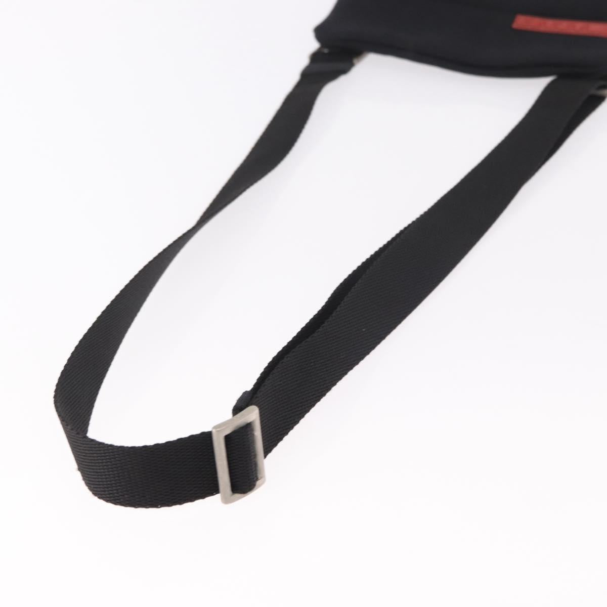 PRADA Sports Line Shoulder Bag Cotton Black Silver Auth ka4861